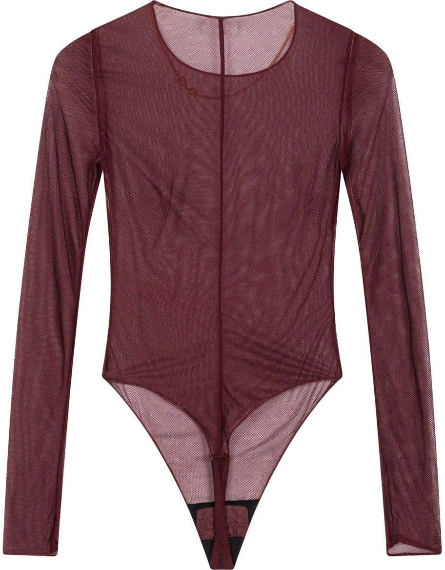 Elisabetta Franchi Knit bodysuit with chain detail Rood