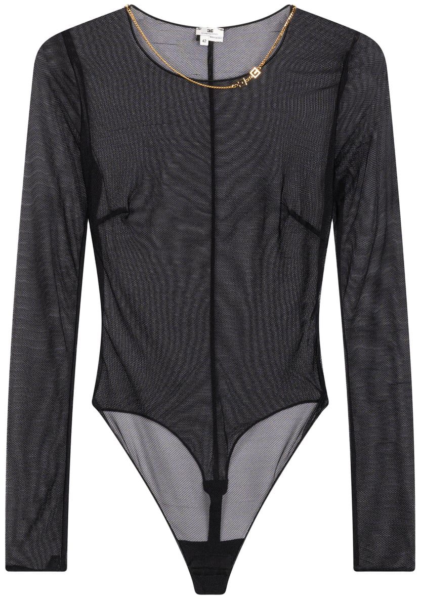 Elisabetta Franchi Body in maglia con dettaglio a catena Zwart