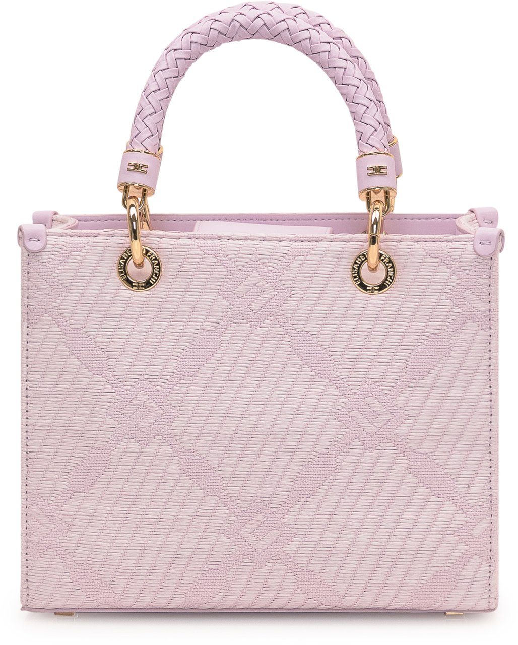 Elisabetta Franchi Borsa Tote in Rafia e Tessuto Roze