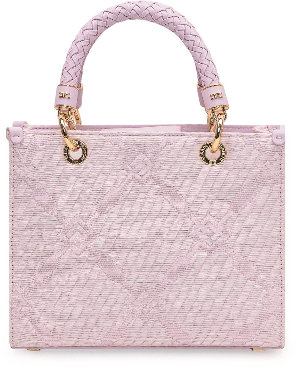 Elisabetta Franchi Borsa Tote in Rafia e Tessuto Roze