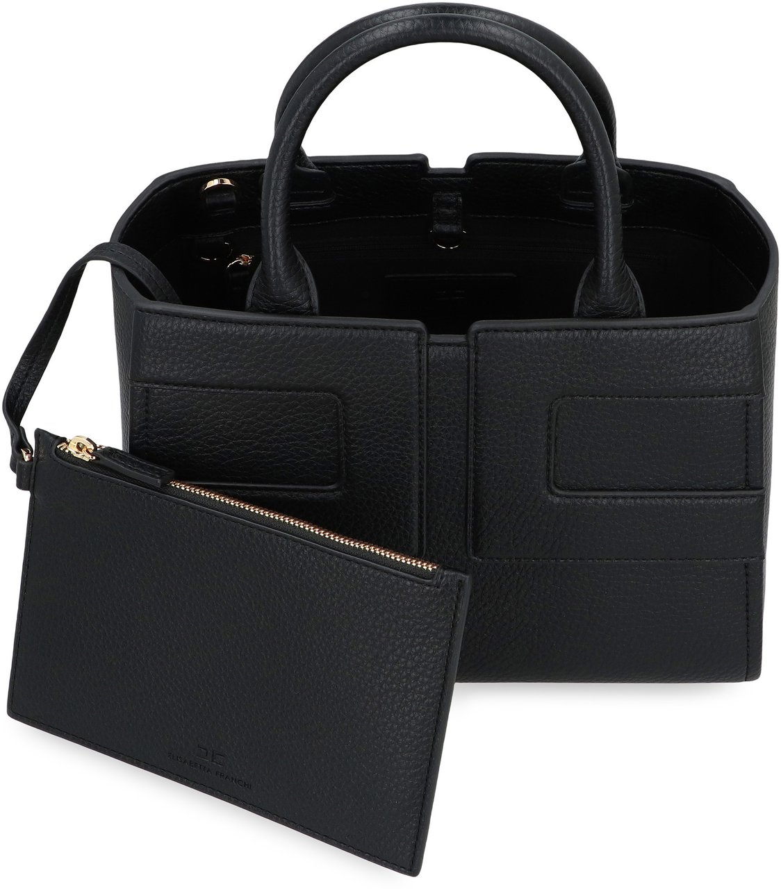 Elisabetta Franchi Medium tote bag with logo Zwart