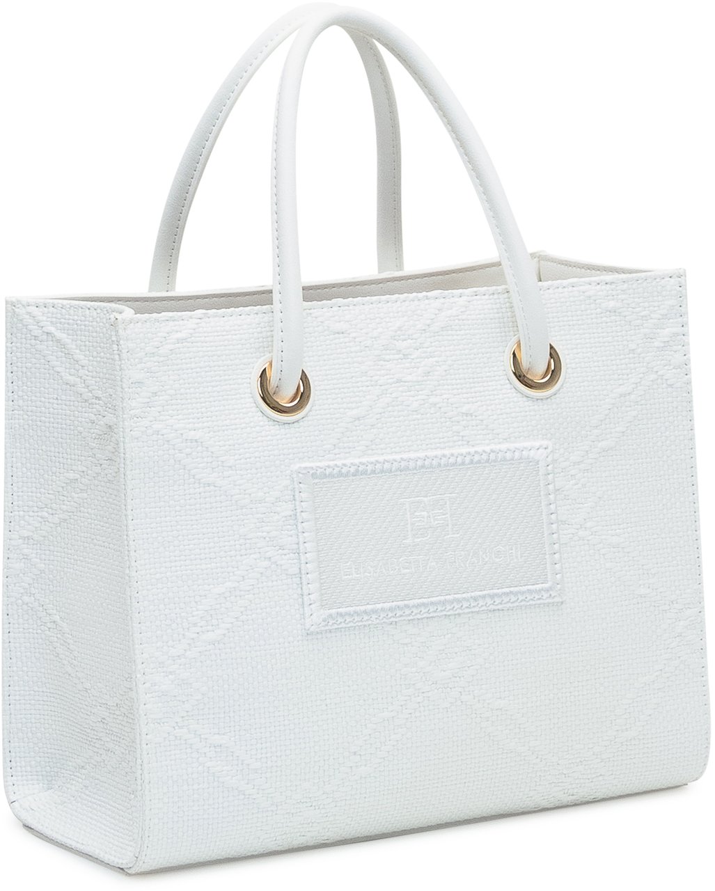 Elisabetta Franchi Tote in Rafia Jacquard Wit
