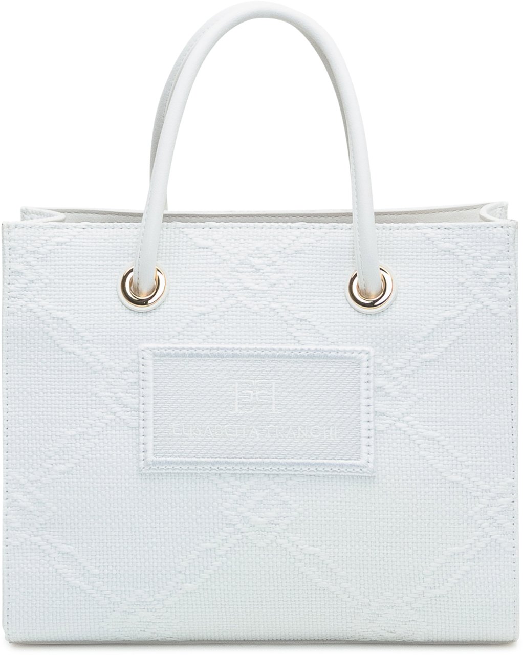Elisabetta Franchi Tote in Rafia Jacquard Wit