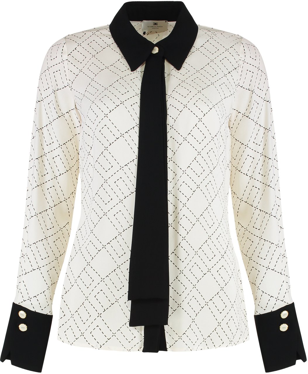 Elisabetta Franchi Shirt in georgette with bi-color print Wit