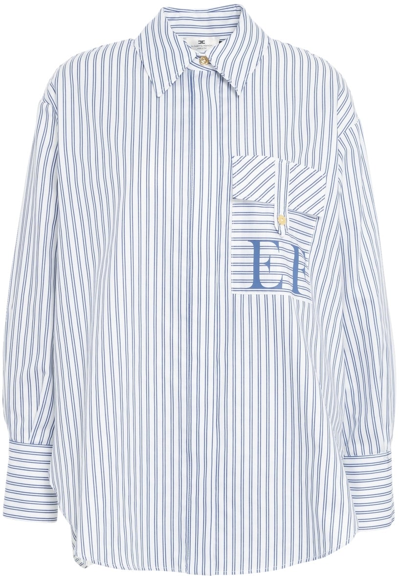 Elisabetta Franchi Striped blouse with logo Wit