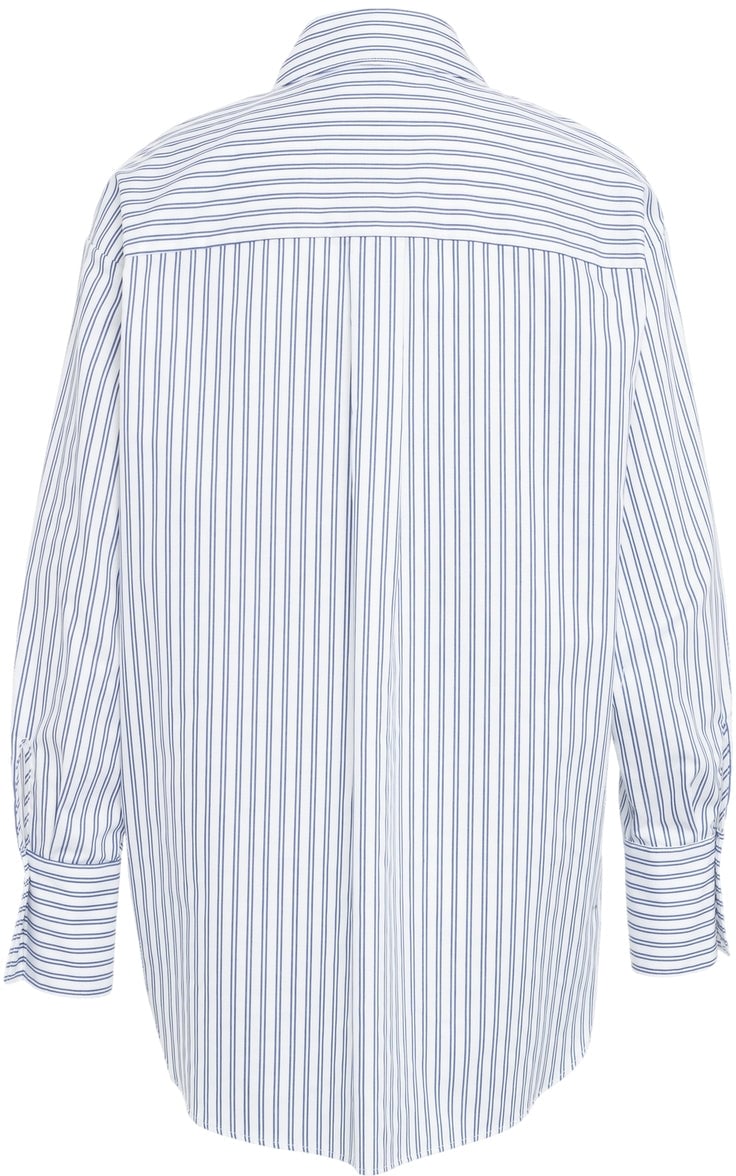 Elisabetta Franchi Striped blouse with logo Wit