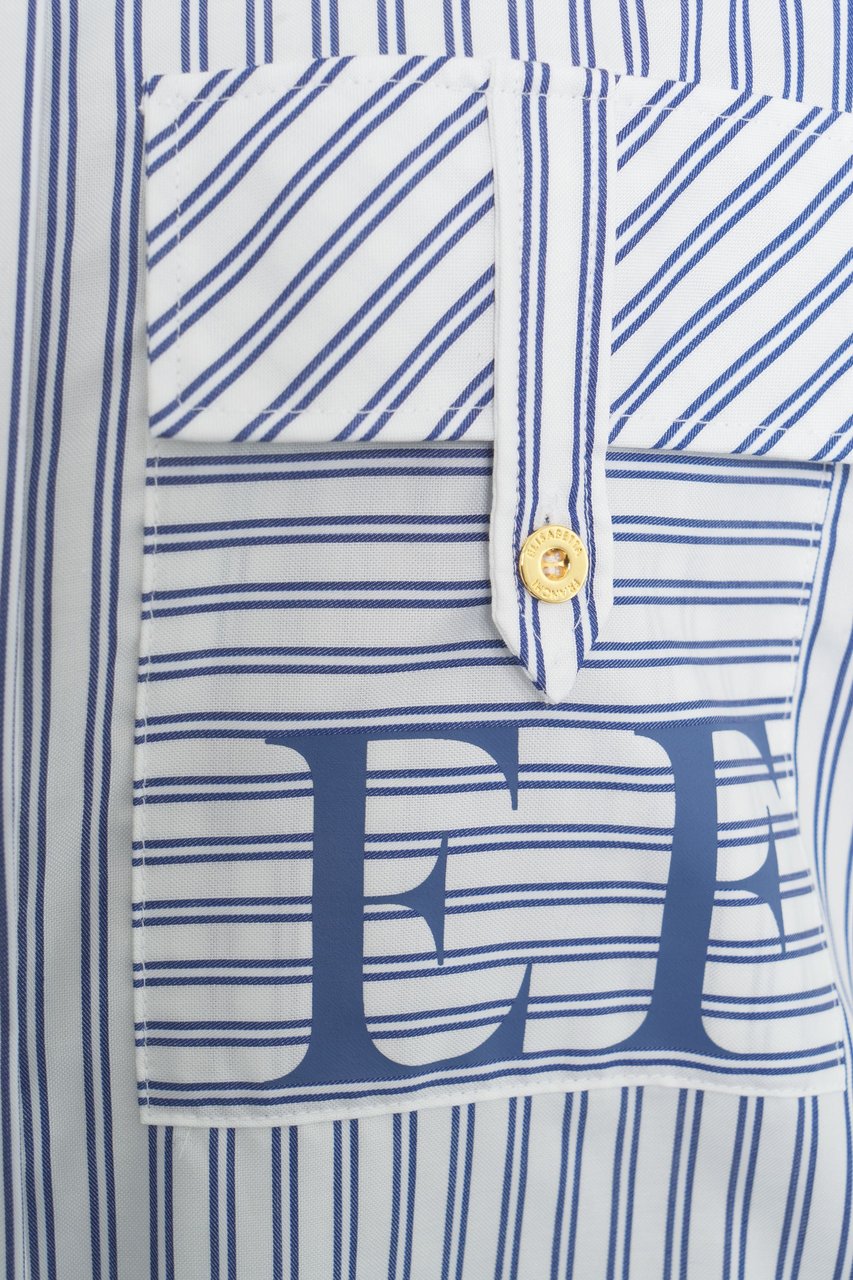 Elisabetta Franchi Striped blouse with logo Wit