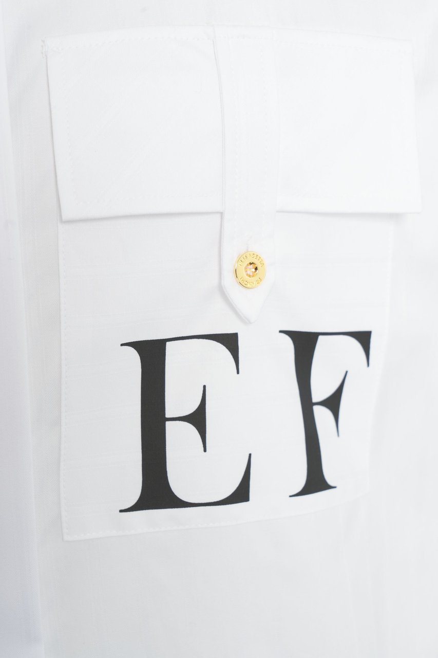 Elisabetta Franchi Oversize blouse with logo Wit