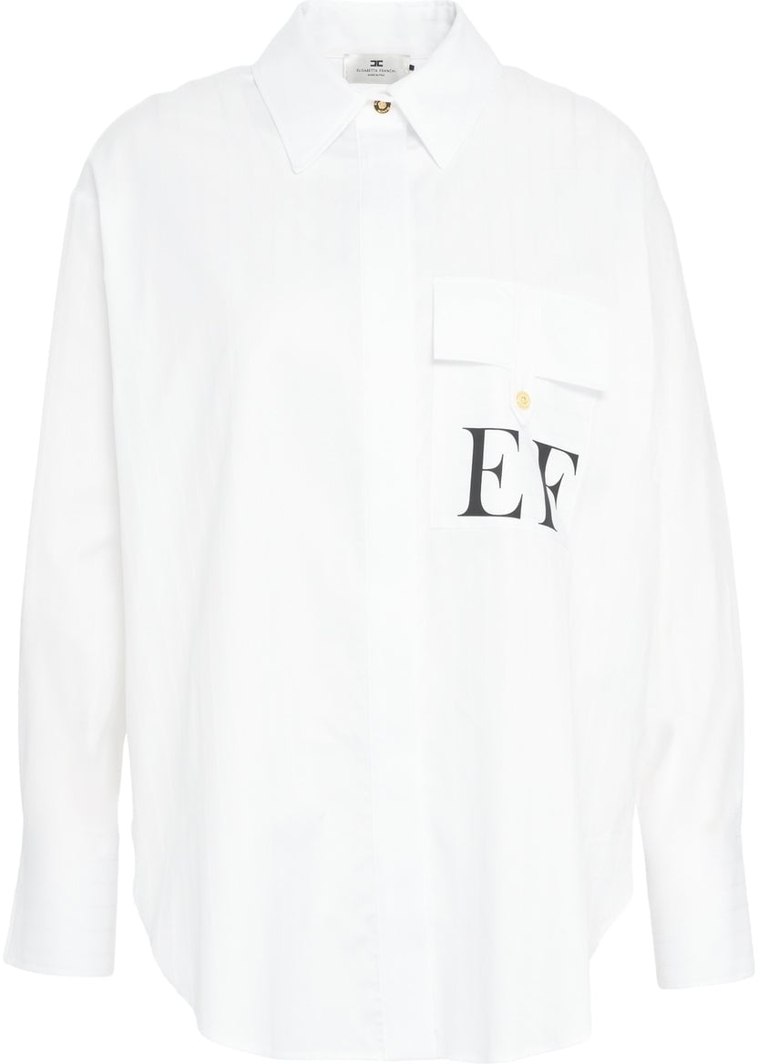 Elisabetta Franchi Oversize blouse with logo Wit