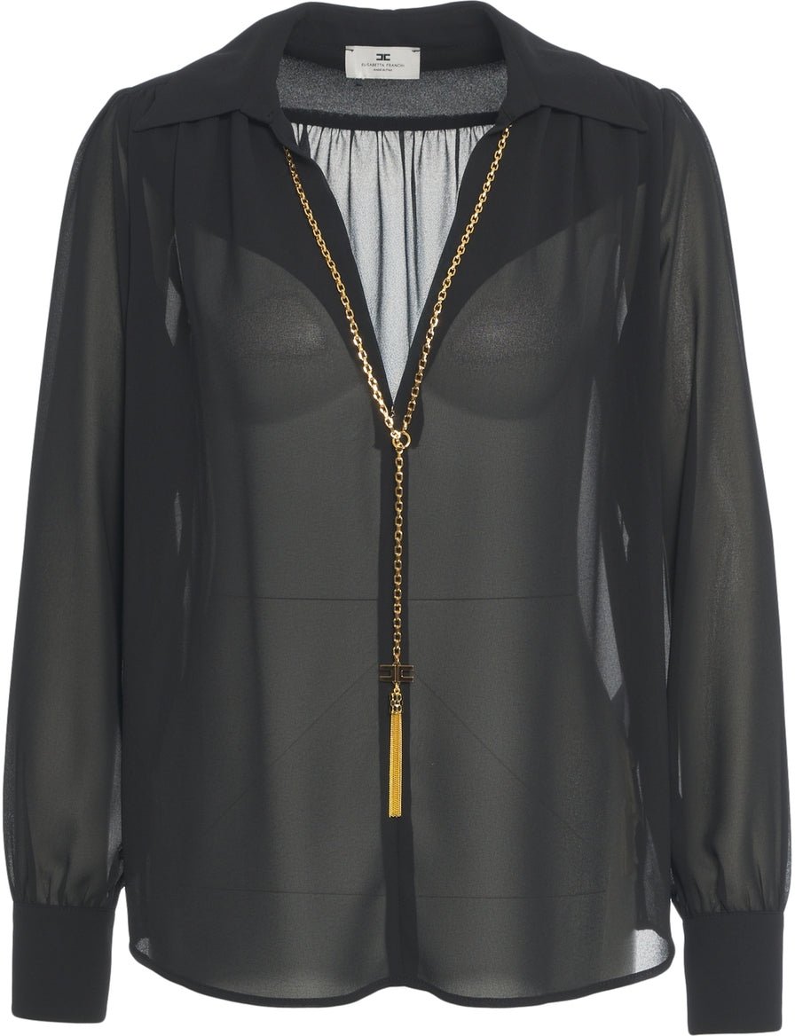 Elisabetta Franchi Blouse with chain detail Zwart