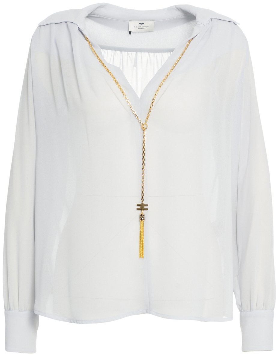 Elisabetta Franchi Blusa con dettaglio catena Blauw