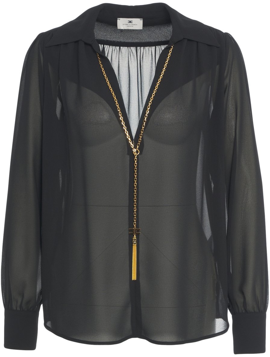 Elisabetta Franchi Blusa con dettaglio catena Zwart