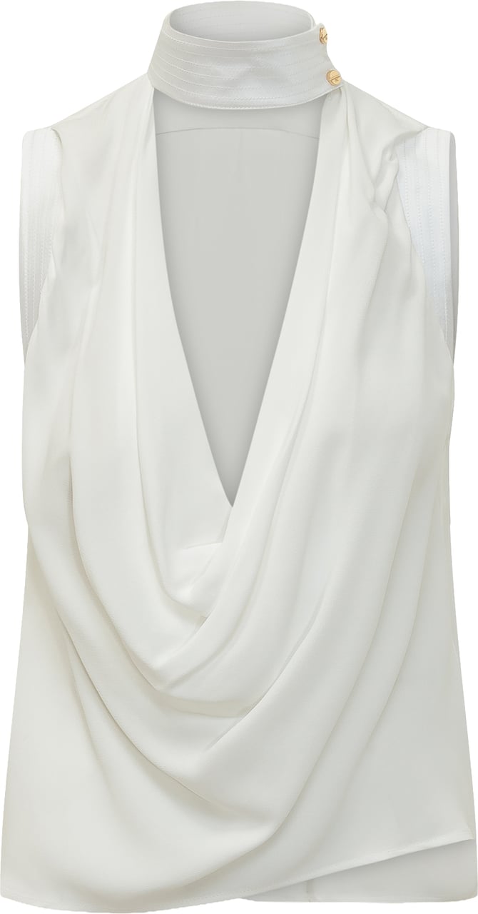 Elisabetta Franchi Camicia con Scollo Profondo e Drappeggio Wit