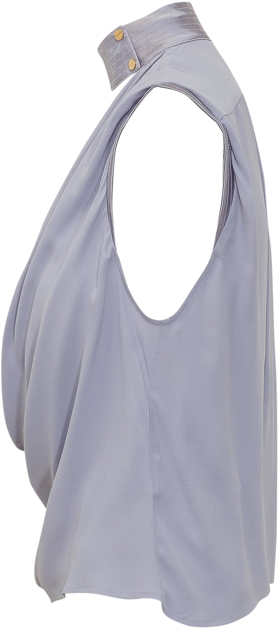 Elisabetta Franchi Camicia Senza Maniche Con Scollo Drappeggiato Lichtgrijs