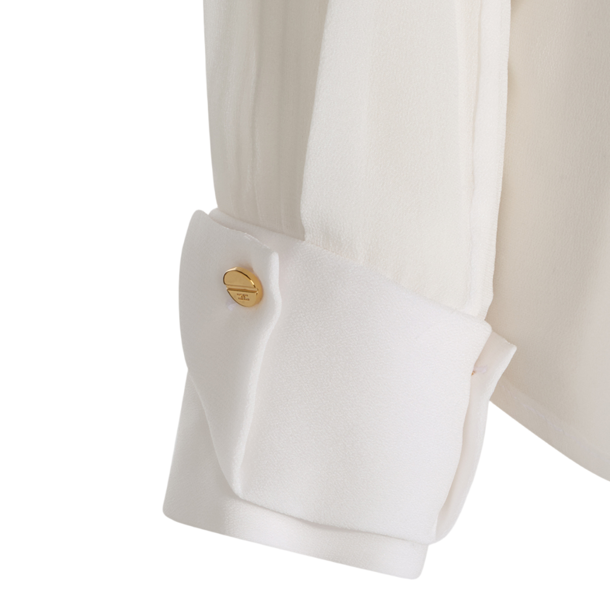 Elisabetta Franchi White Sheer Long-Sleeved Gold Chain Blouse Wit