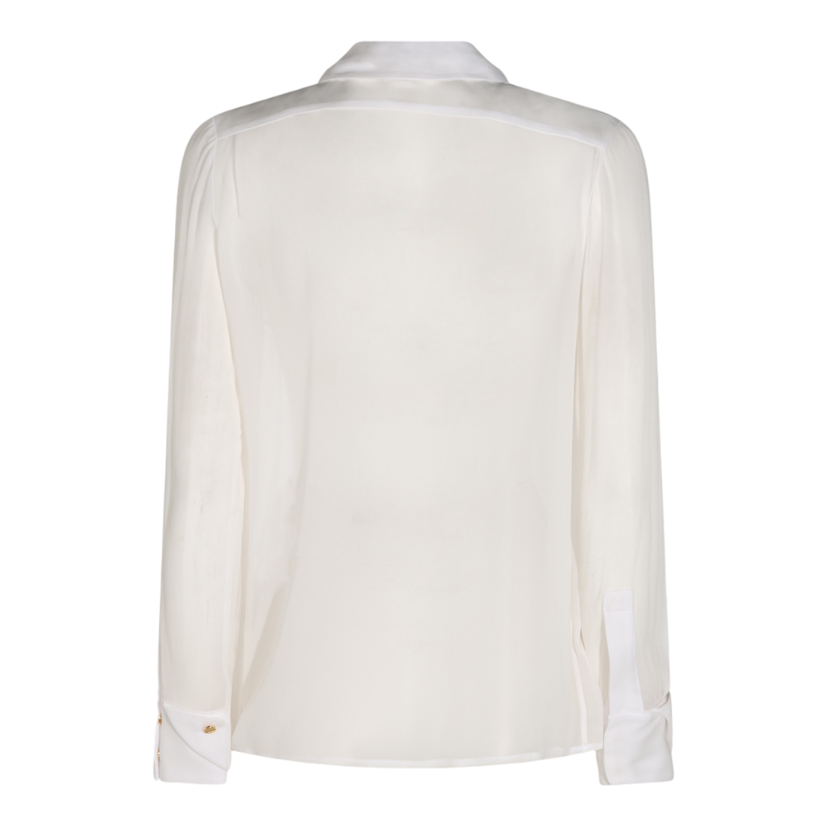 Elisabetta Franchi White Sheer Long-Sleeved Gold Chain Blouse Wit