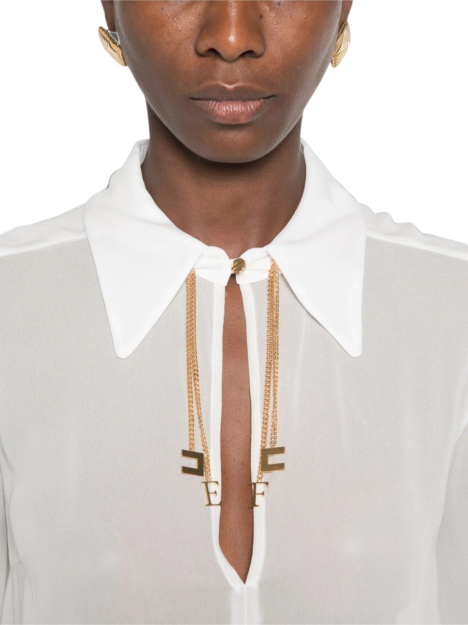 Elisabetta Franchi Camicia Sheer White Blouse Wit