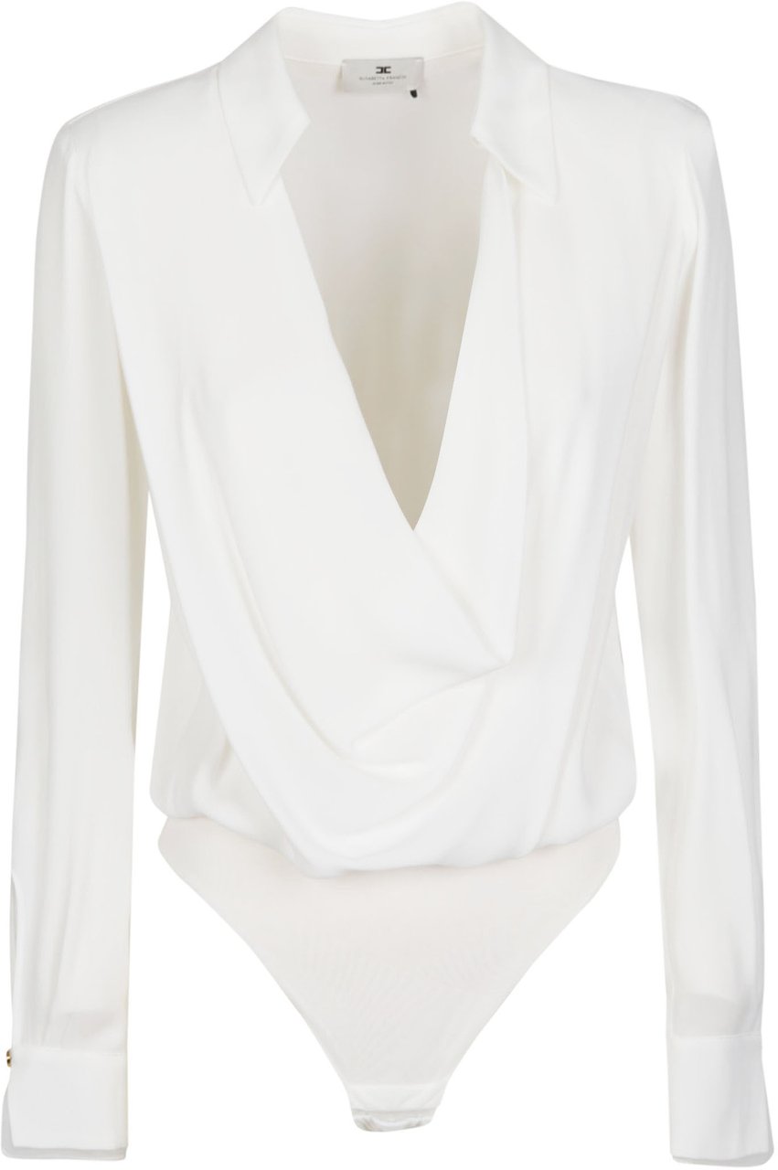 Elisabetta Franchi Long Sleeve Bodysuit Shirt White Wit