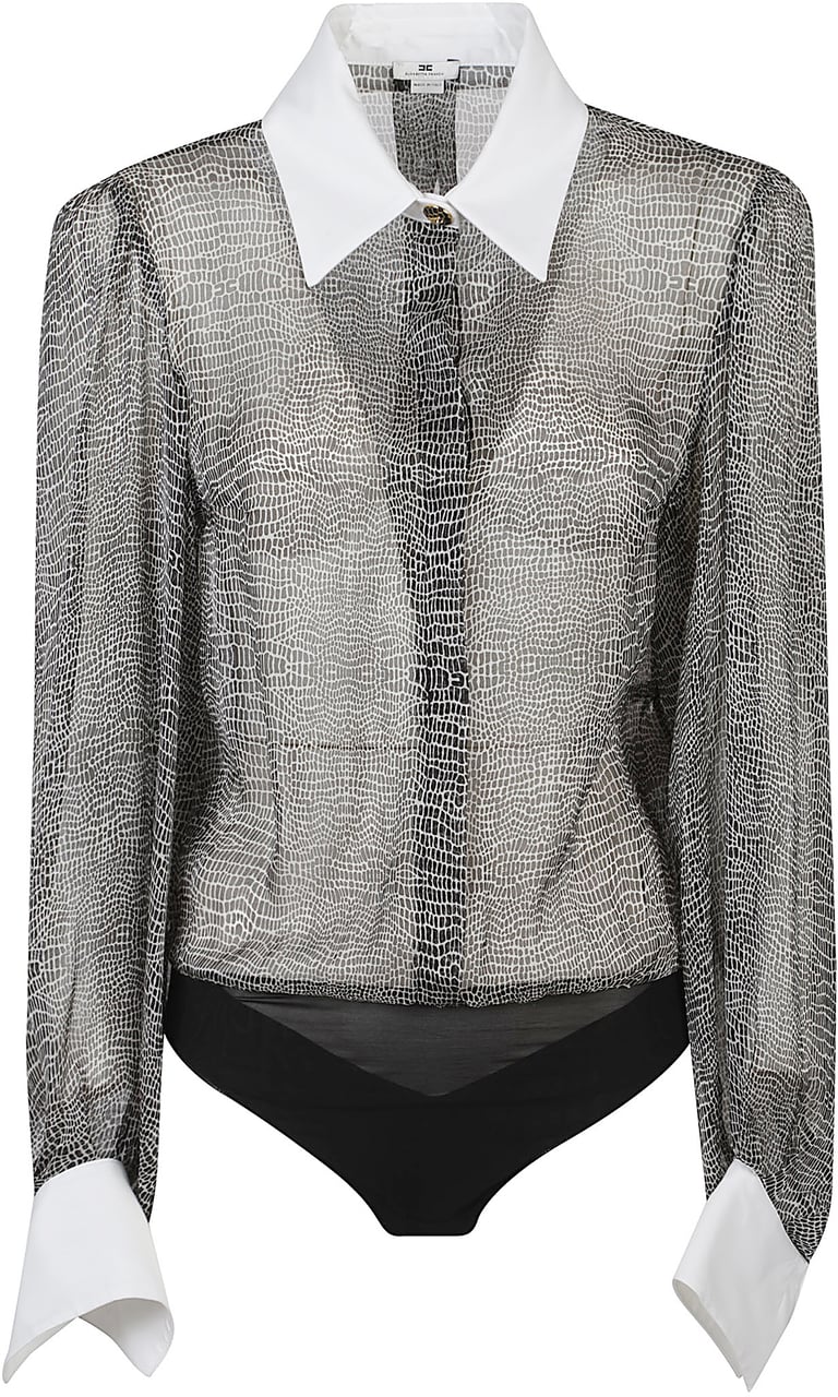 Elisabetta Franchi Long Sleeve Shirt Body Black Zwart