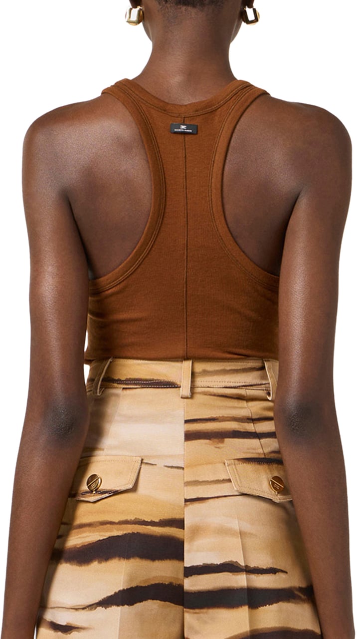 Elisabetta Franchi T-Shirts And Polos Leather Brown Bruin