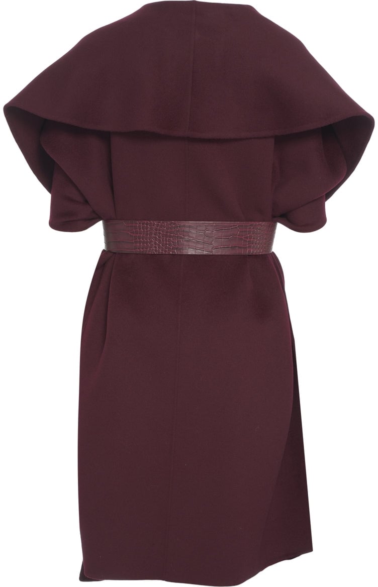 Elisabetta Franchi Wool cape with waist belt Paars