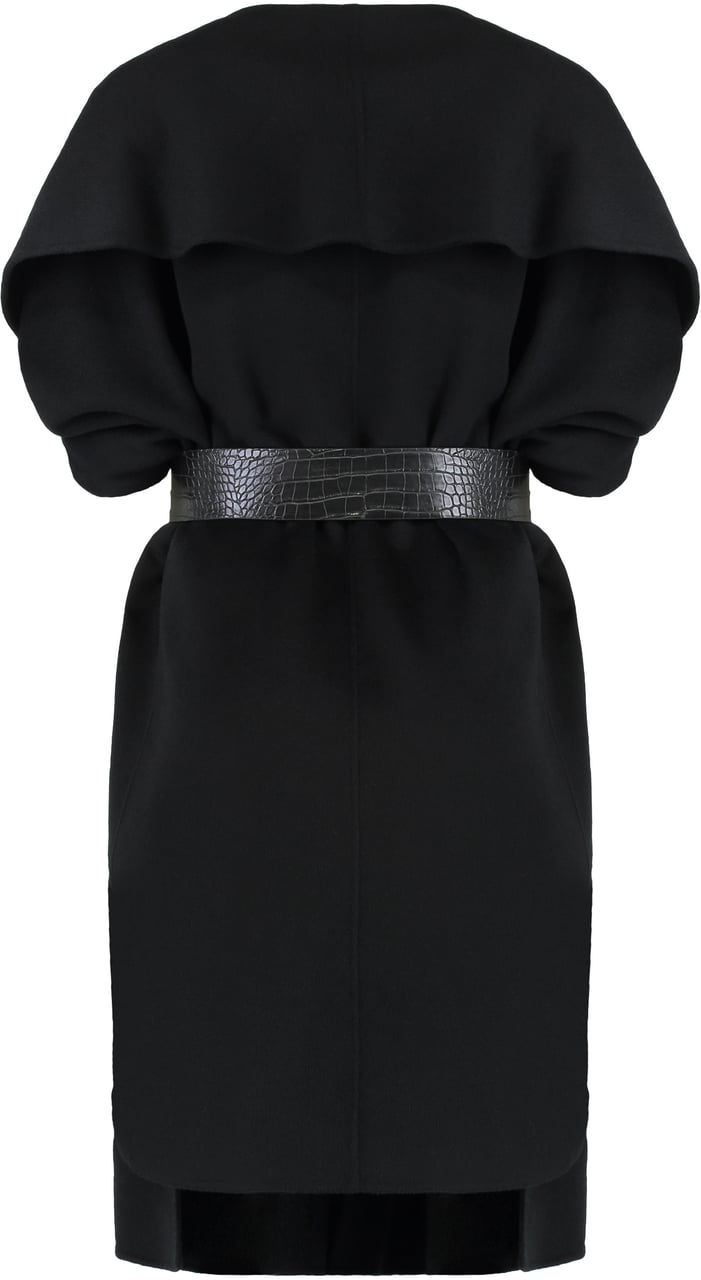 Elisabetta Franchi Mantle in wool fabric double Zwart