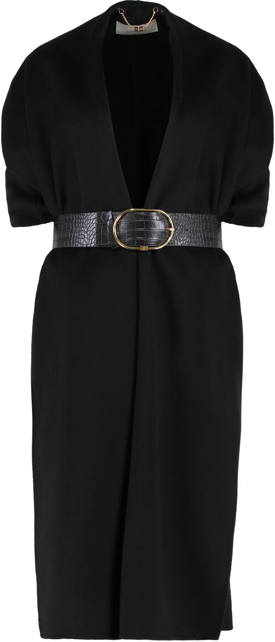 Elisabetta Franchi Mantle in wool fabric double Zwart