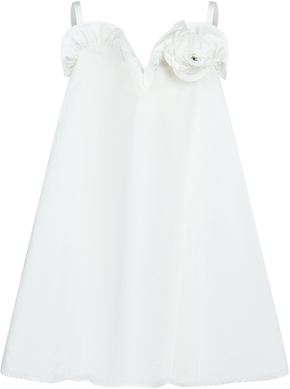 Elisabetta Franchi Abito Bianco con Spalline e Applicazione Wit