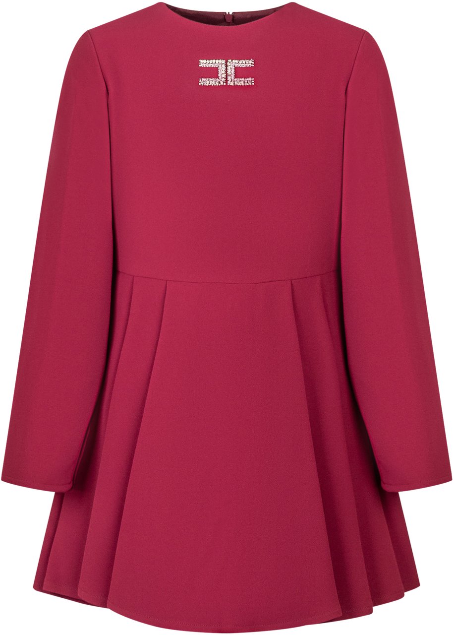 Elisabetta Franchi Elisabetta Franchi Kids Abito Bordeaux con Logo Gioiello Rood