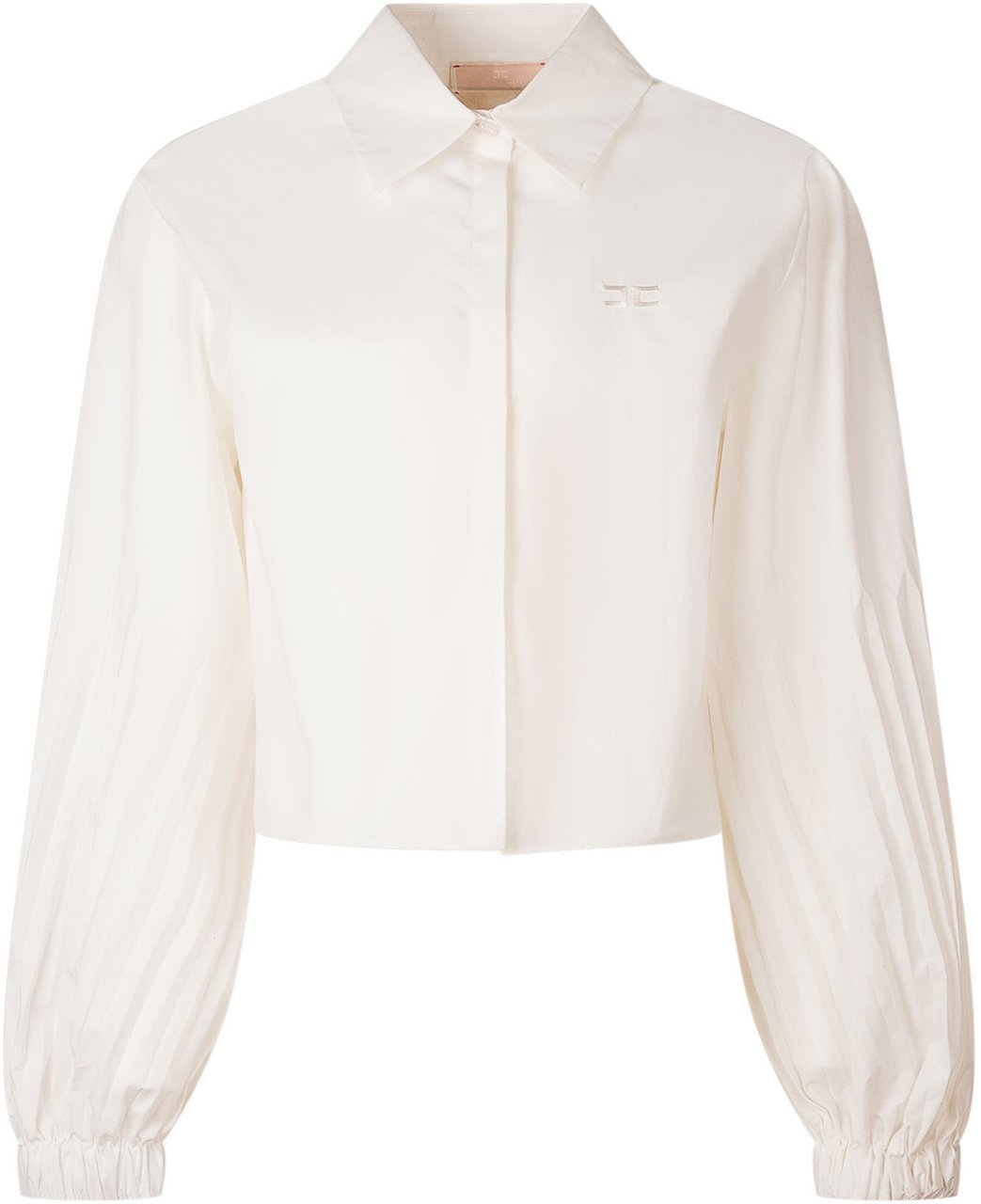 Elisabetta Franchi Camicia Cropped con Maniche Lunghe Wit