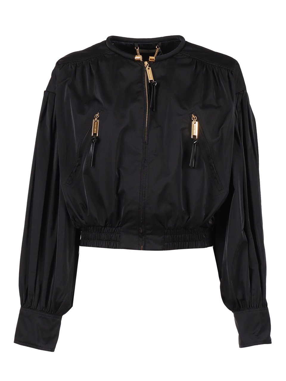 Elisabetta Franchi Cropped Puffed Sleeve Jacket Zwart