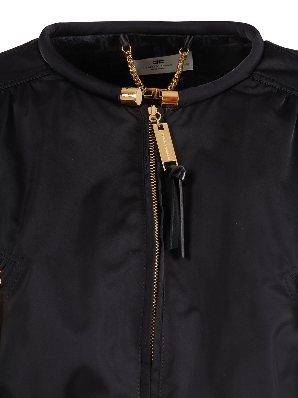 Elisabetta Franchi Cropped Puffed Sleeve Jacket Zwart