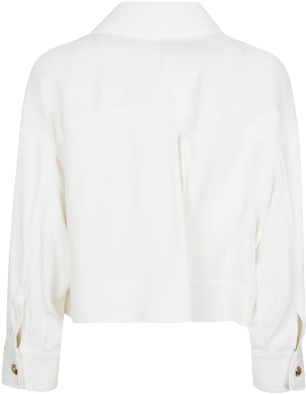 Elisabetta Franchi Three Quarter Sleeve Cropped Caban White Wit