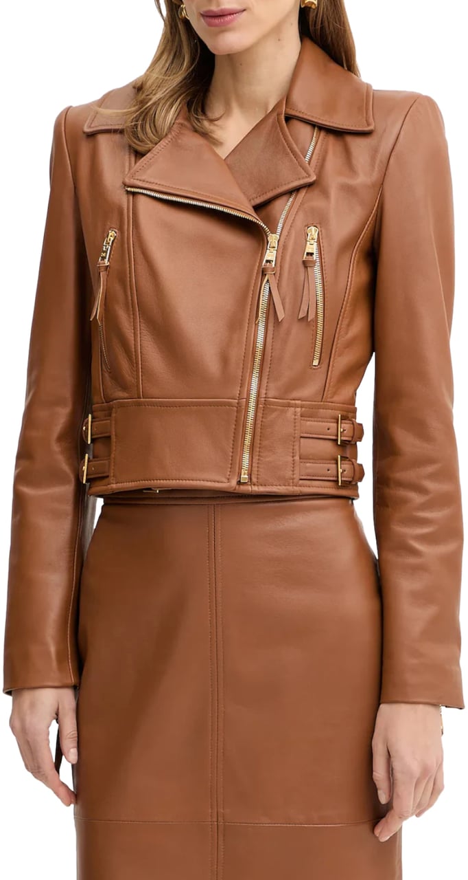 Elisabetta Franchi Jackets Leather Brown Bruin