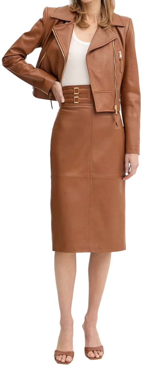 Elisabetta Franchi Jackets Leather Brown Bruin