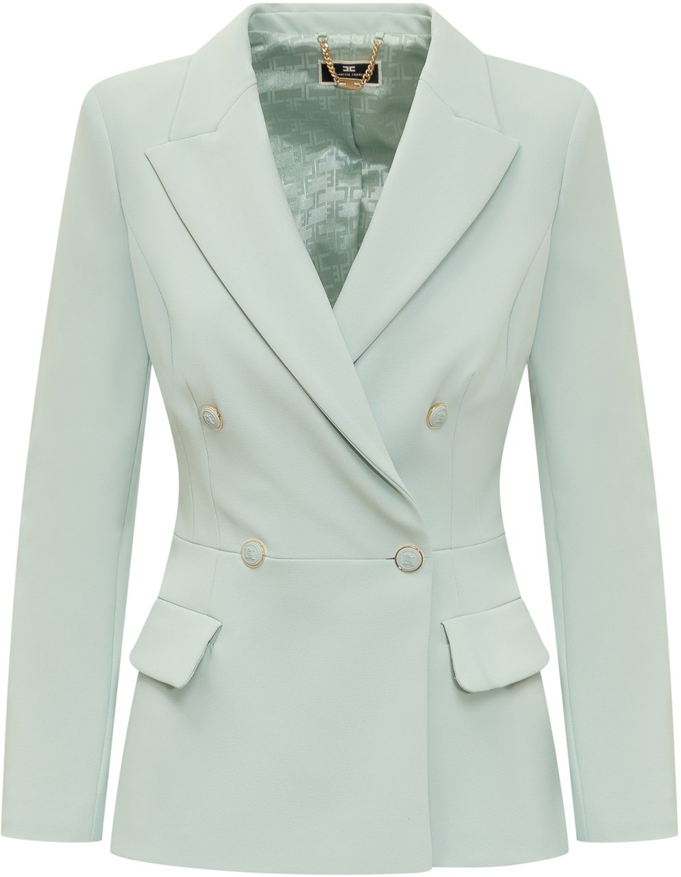 Elisabetta Franchi Blazer in Crêpe con Taglio in Vita Blauw