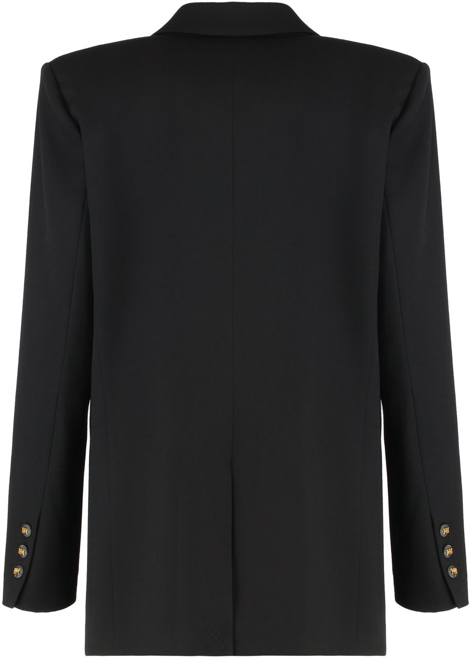 Elisabetta Franchi Coat in cotton gabardine with pocket Zwart