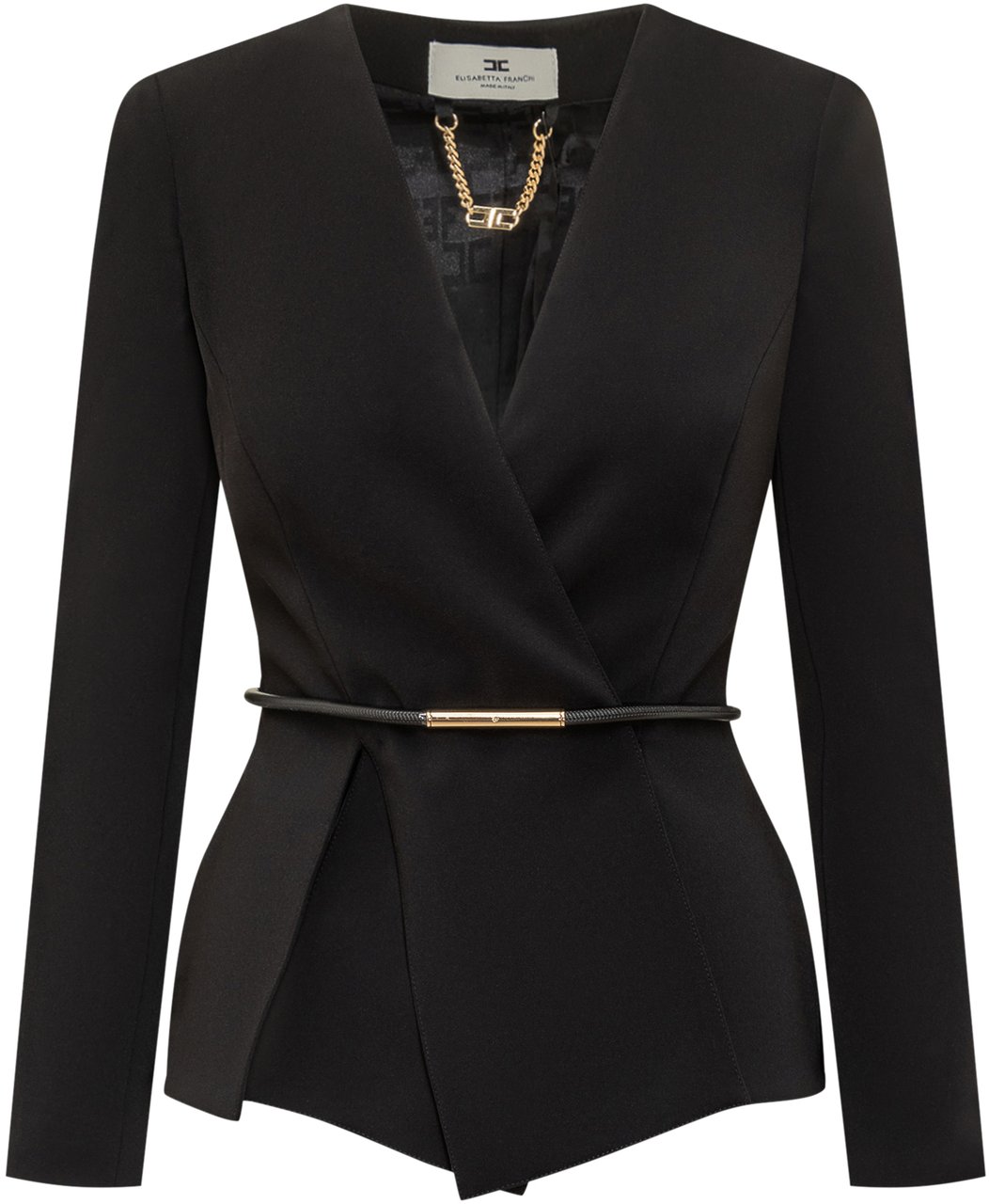 Elisabetta Franchi Giacca Elisabetta Franchi con Cintura e Catena Dorata Zwart