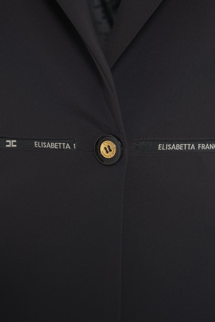 Elisabetta Franchi Crepe blazer with logo Zwart