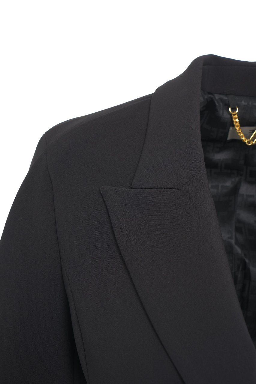 Elisabetta Franchi Crepe blazer with logo Zwart