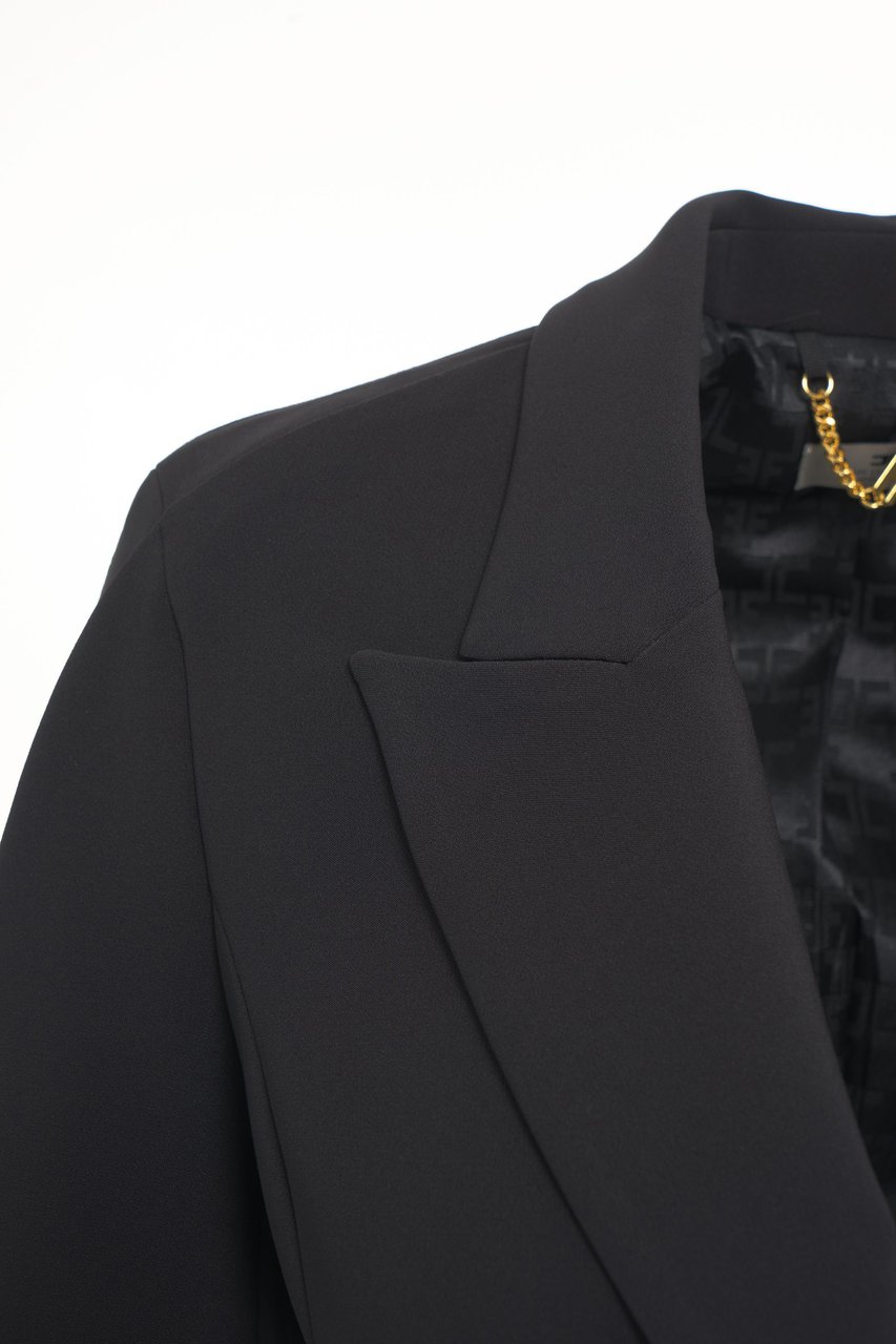 Elisabetta Franchi Blazer in crepe con logo Zwart