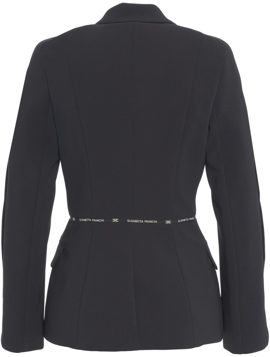 Elisabetta Franchi Blazer in crepe con logo Zwart