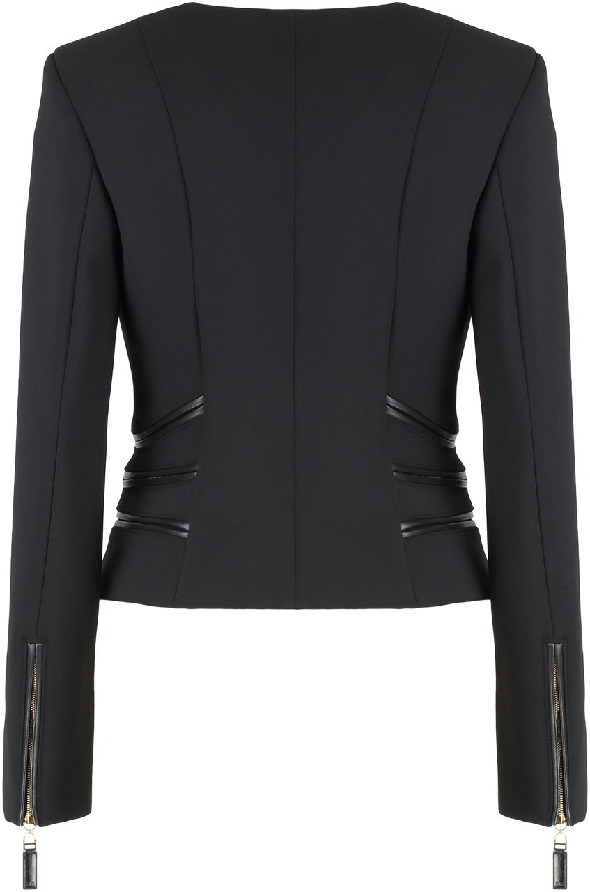 Elisabetta Franchi Jacket in double crêpe with zip details Zwart