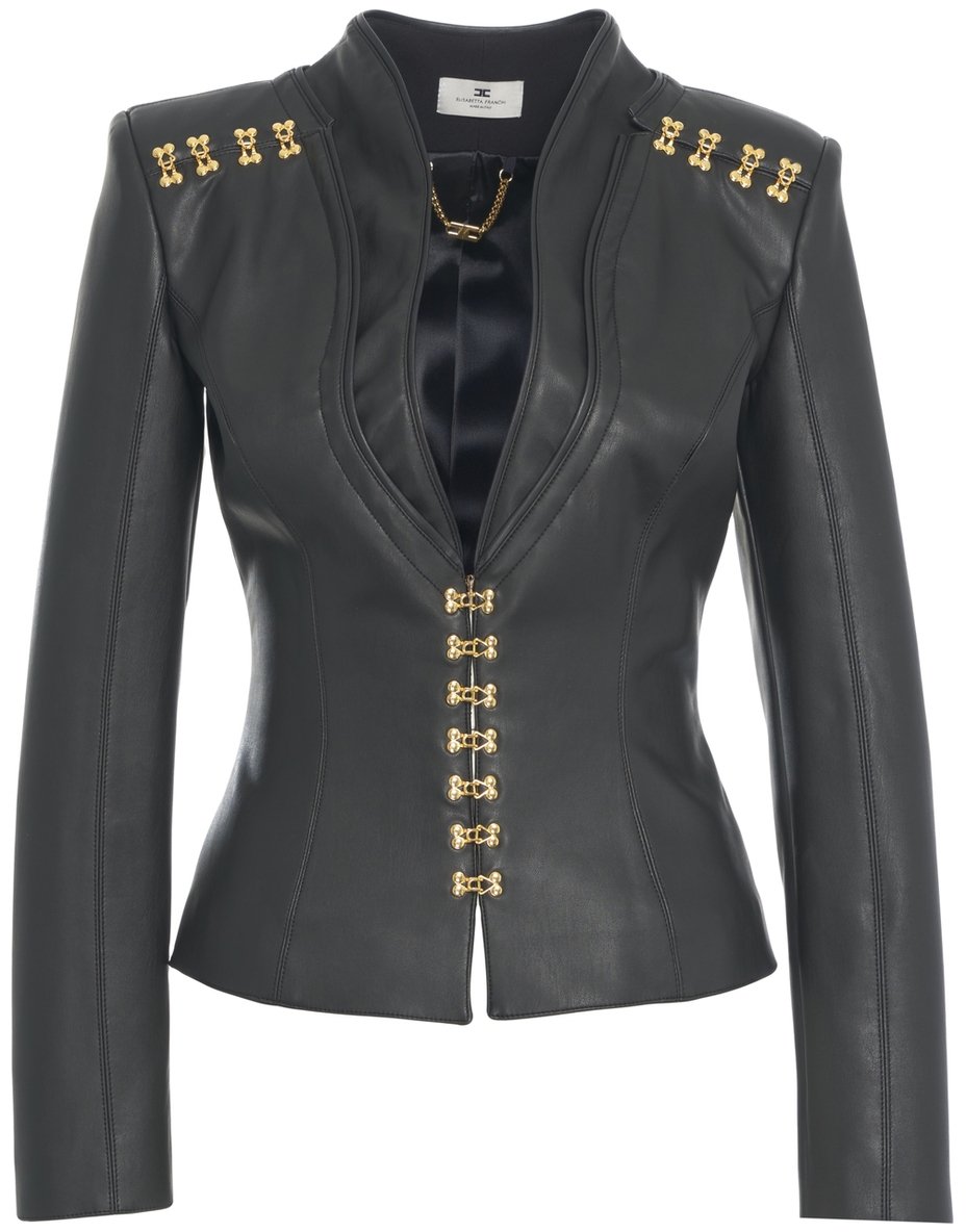 Elisabetta Franchi Blazer con ganci gioiello Zwart