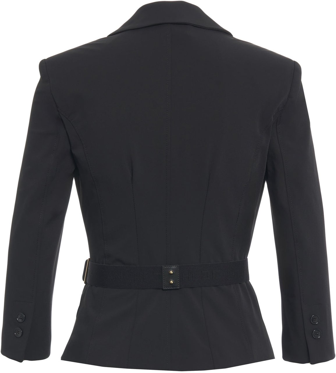Elisabetta Franchi Double-breasted blazer with waist belt Zwart