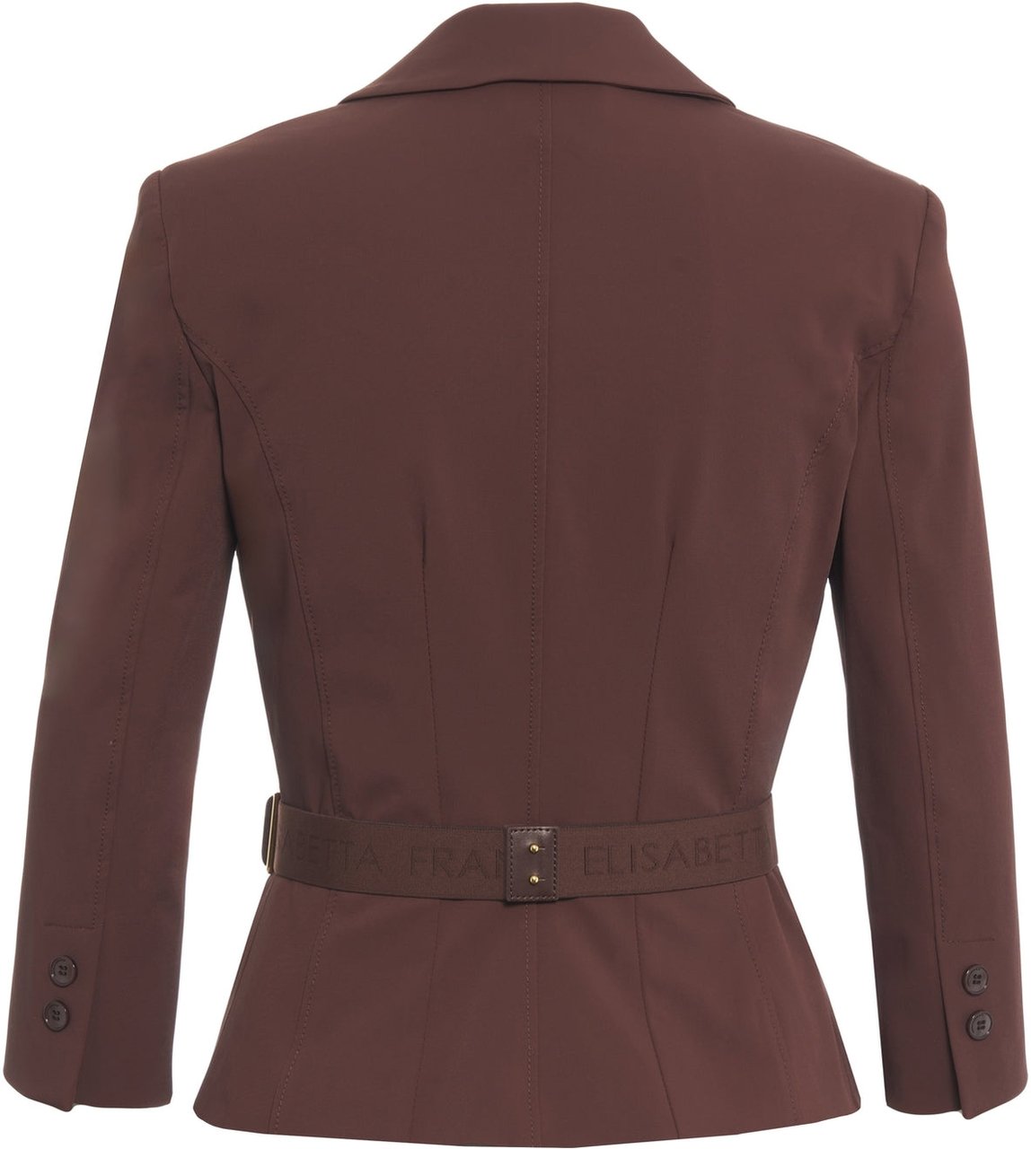 Elisabetta Franchi Double-breasted blazer with waist belt Bruin