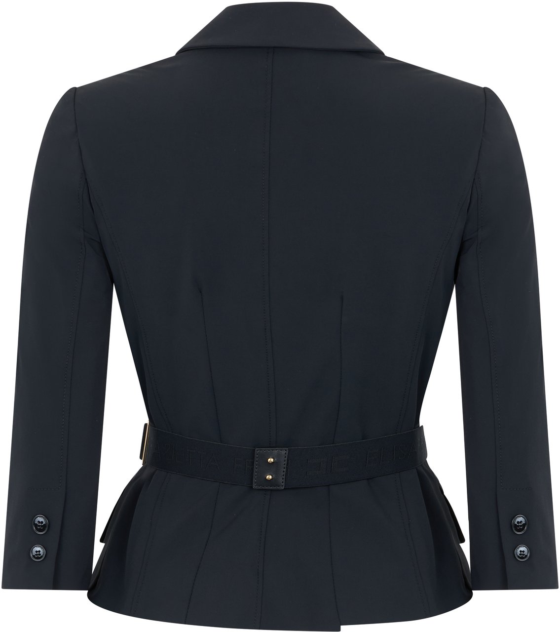 Elisabetta Franchi Stretch Fabric Jacket with Belt Zwart