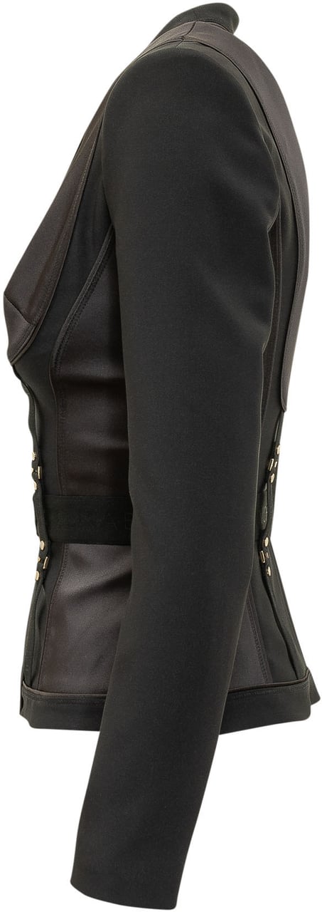 Elisabetta Franchi Giacca con Cintura e Scollatura Profonda Donkergrijs