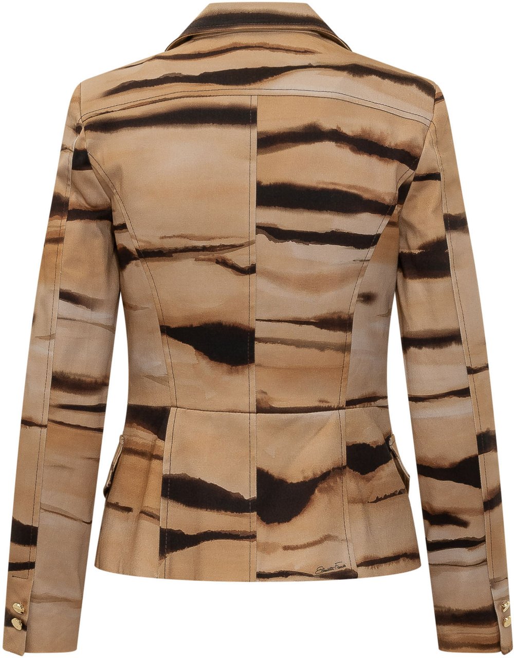 Elisabetta Franchi Giacca con Revers e Fantasia Astratta Beige