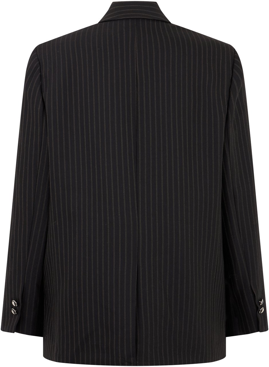Elisabetta Franchi Wool striped fabric jacket Zwart